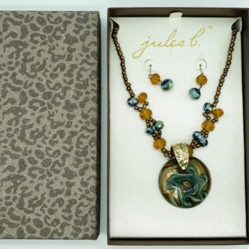 JULES B GLASS PENDANT‎ / NECKLACE / EARRING SET